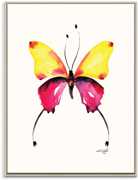 Home - August Grove 'butterfly 9' Watercolor Painting Print (600x600), Png Download