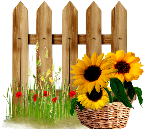 Sunflower Fence - Fence Design Clip Art (600x547), Png Download