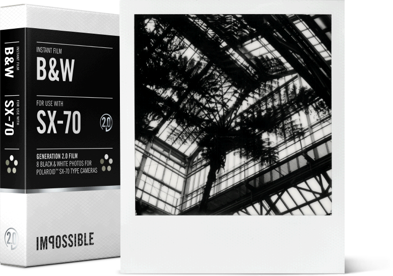 Impossible B&w Film For Polaroid Sx 70 Cameras, Camera - Polaroid Sx 70 Black And White (780x548), Png Download