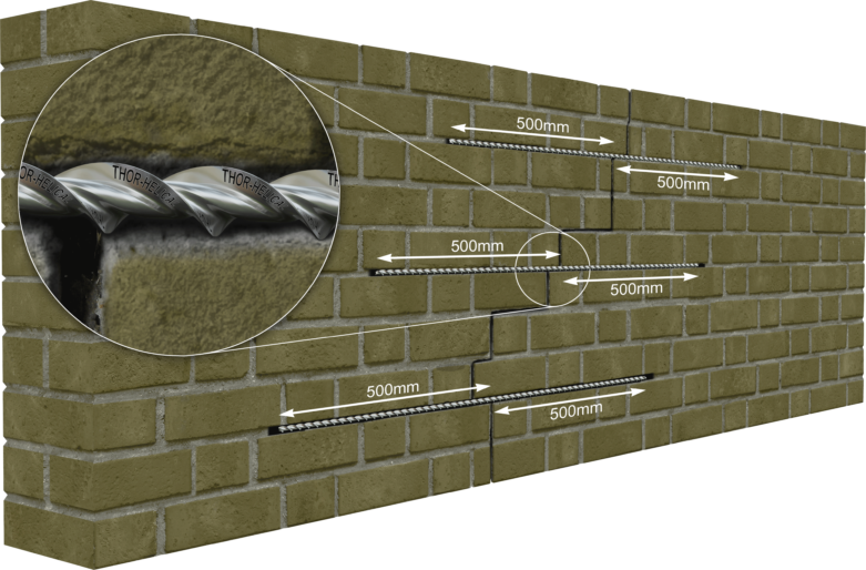Specification For Brick Stitching - Reinforcing A Cracked Wall (781x514), Png Download