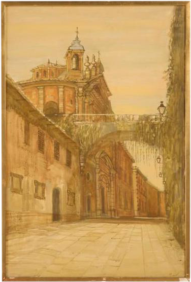 Deserted Continental Village Scene Oil Painting - Paint (460x619), Png Download