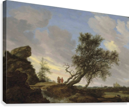 An Extensive Landscape With The Road To Emmaus Canvas - Salomon Van Ruysdael (429x357), Png Download