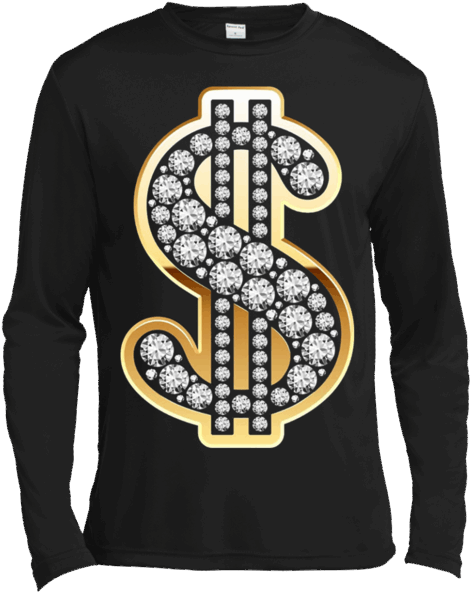Dollar Sign Gold Diamond $ Bling T-shirt - 2 Genders T Shirt (600x600), Png Download