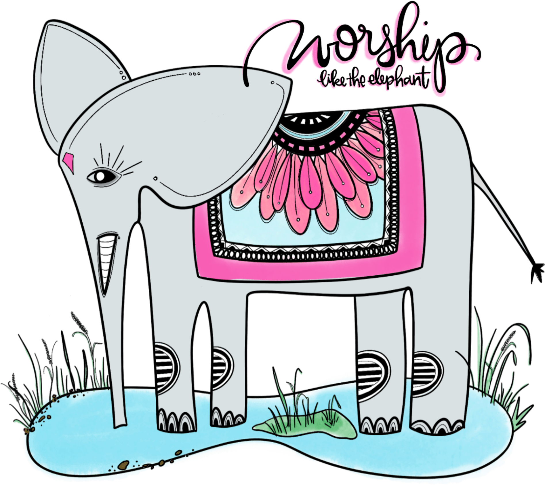 I Want To Worship Like The Elephant Leading Others - Drawing (2048x2048), Png Download