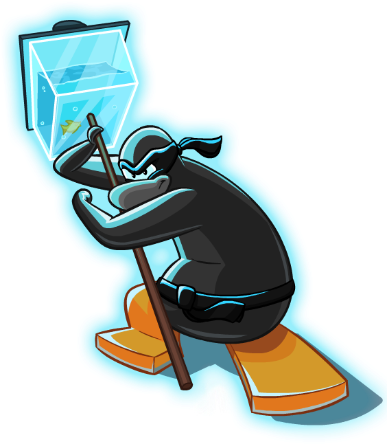 Water Penguin Glowing - Club Penguin Ninja Png (596x708), Png Download