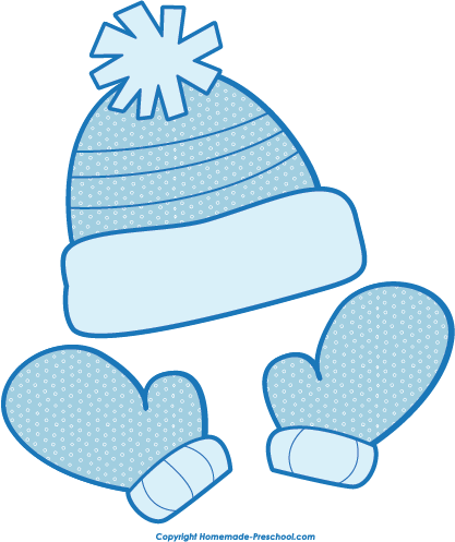 Free Winter Clipart - Winter Hat Gloves Clip Art (417x497), Png Download