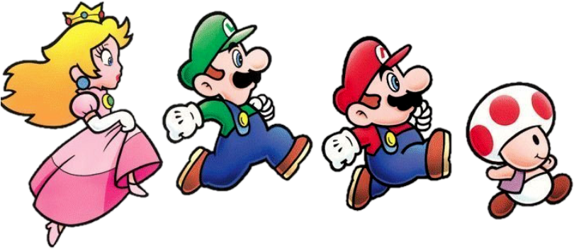 Peach Luigi Mario Toad - Super Mario Advance [book] (640x282), Png Download