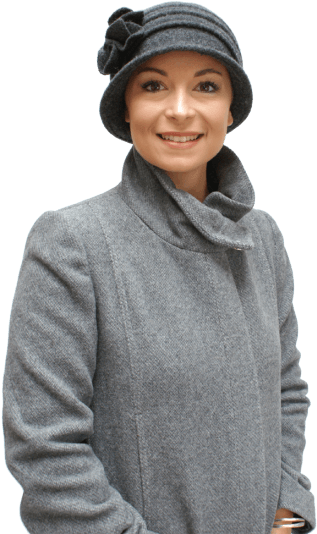 Grey Winter Chemo Hat With Brim - Hat (369x550), Png Download