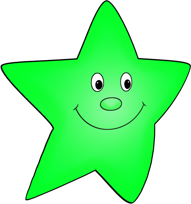 Cartoon Star Flying Green - Clipart Cute Star (893x983), Png Download