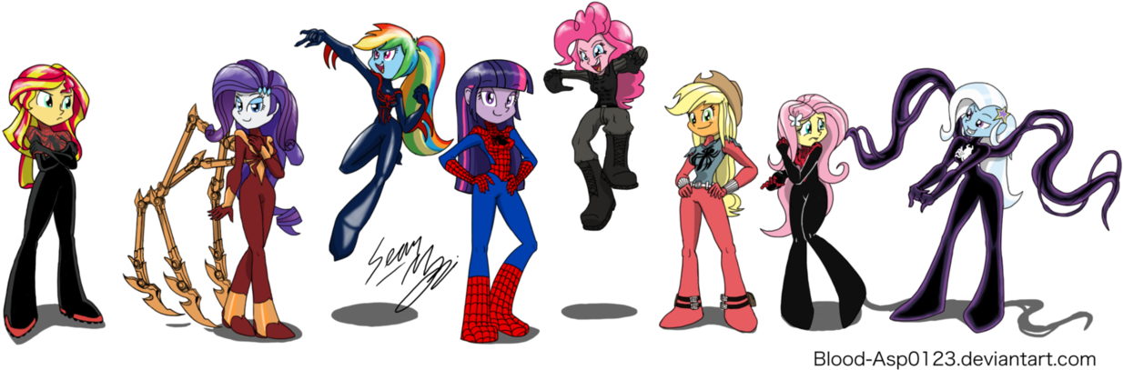 Blood-asp0123, Commission, Cosplay, Crossover, Equestria - Equestria Girls Spider Man (1280x425), Png Download