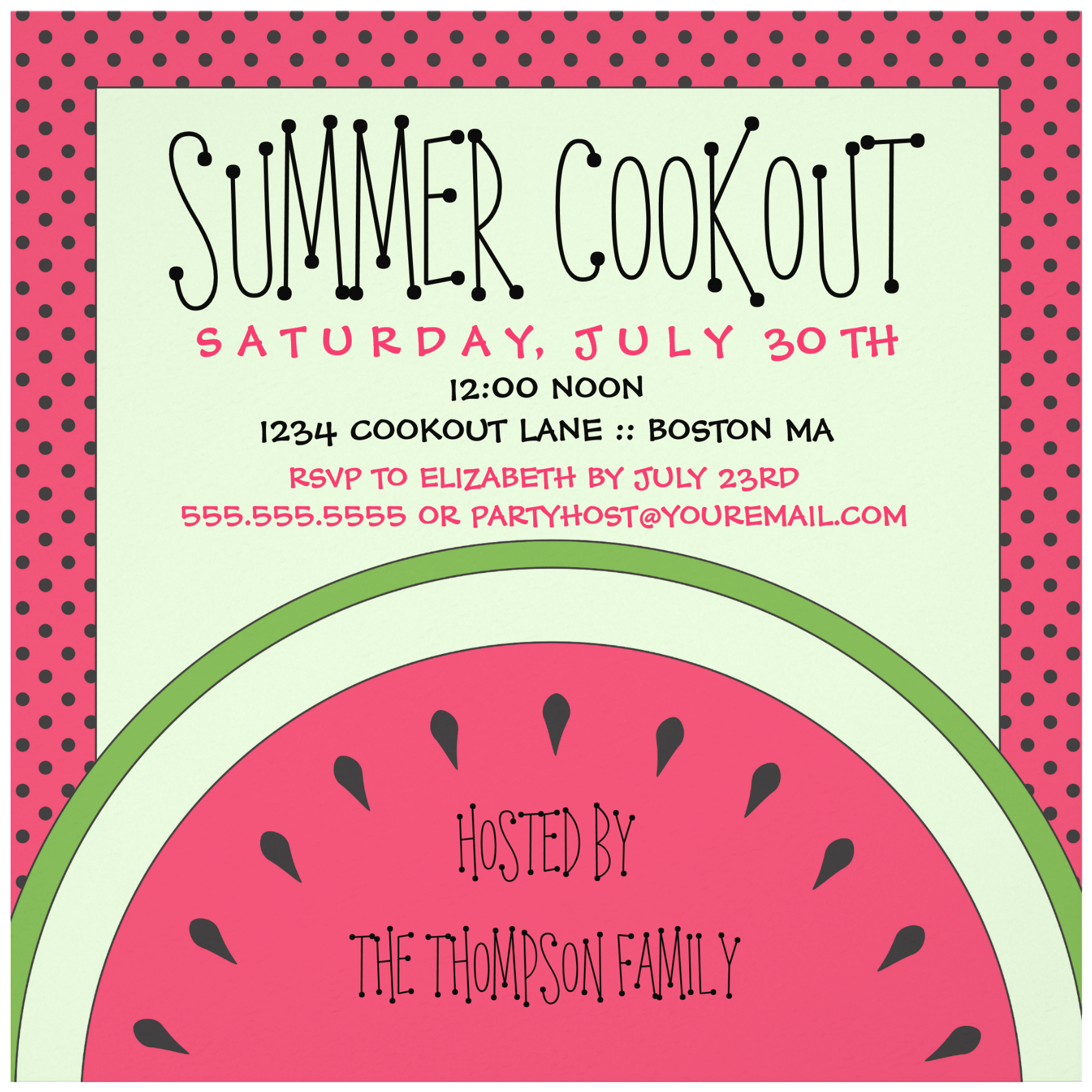 Watermelon Summer Cookout Invitation - Cookout Invitation (2000x2000), Png Download
