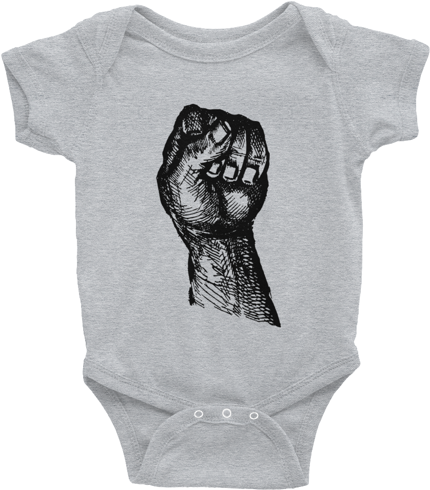 Closed Power Fist Baby Onesie Short Sleeve - Baby Onesie (1000x1000), Png Download