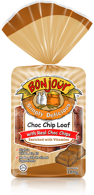 Choc Chip Loaf - Chocolate Chip Bonjour Bread (400x800), Png Download