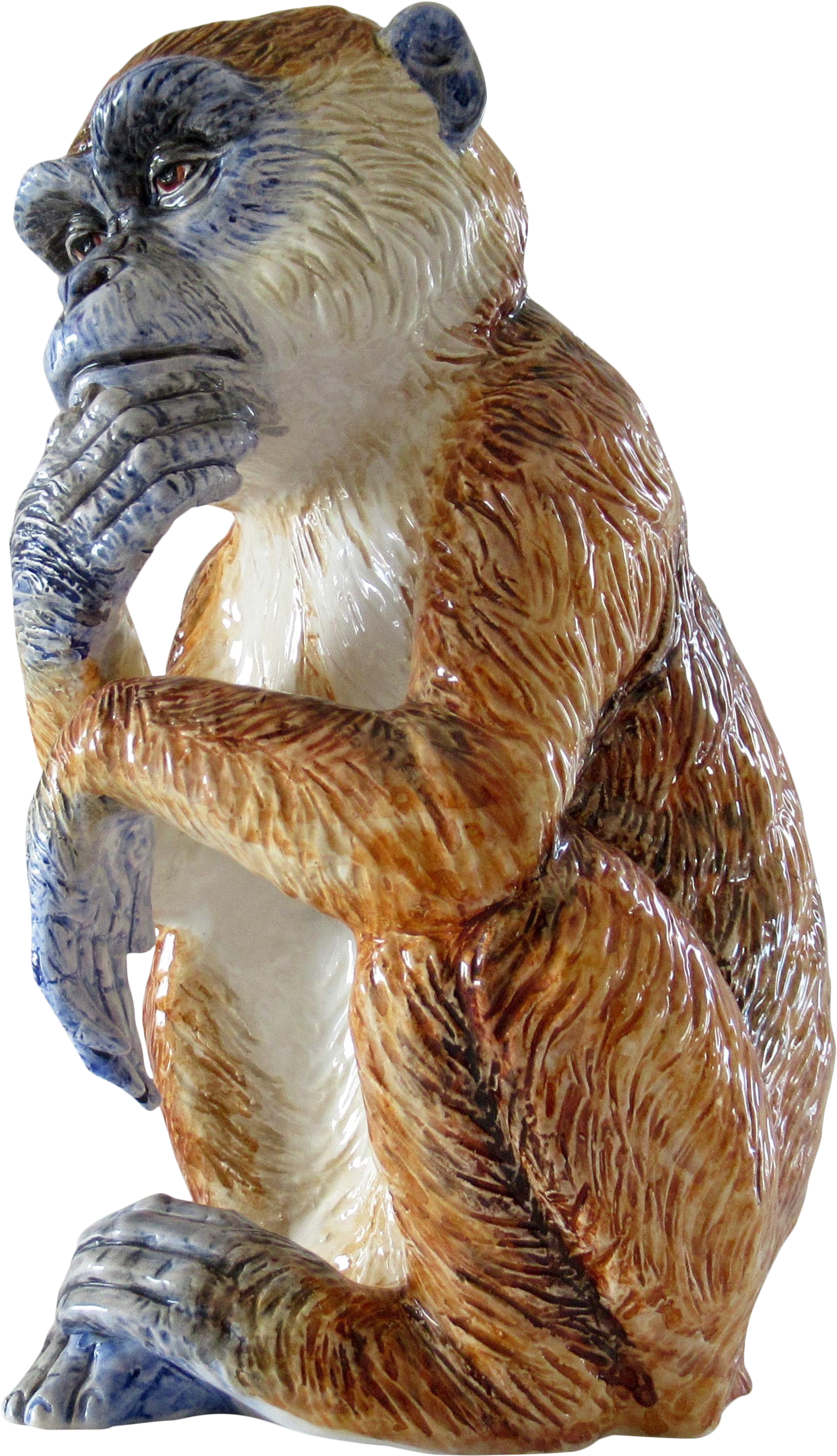 Vintage Italian Hand-painted Signed Majolica Monkey - Monkey (1863x3240), Png Download