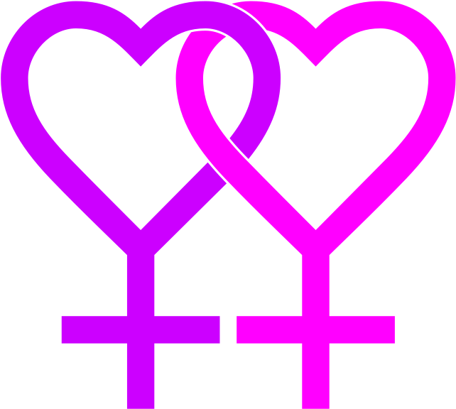 Lesbianl Symbol Two Hearts - Lesbian Symbol (668x600), Png Download