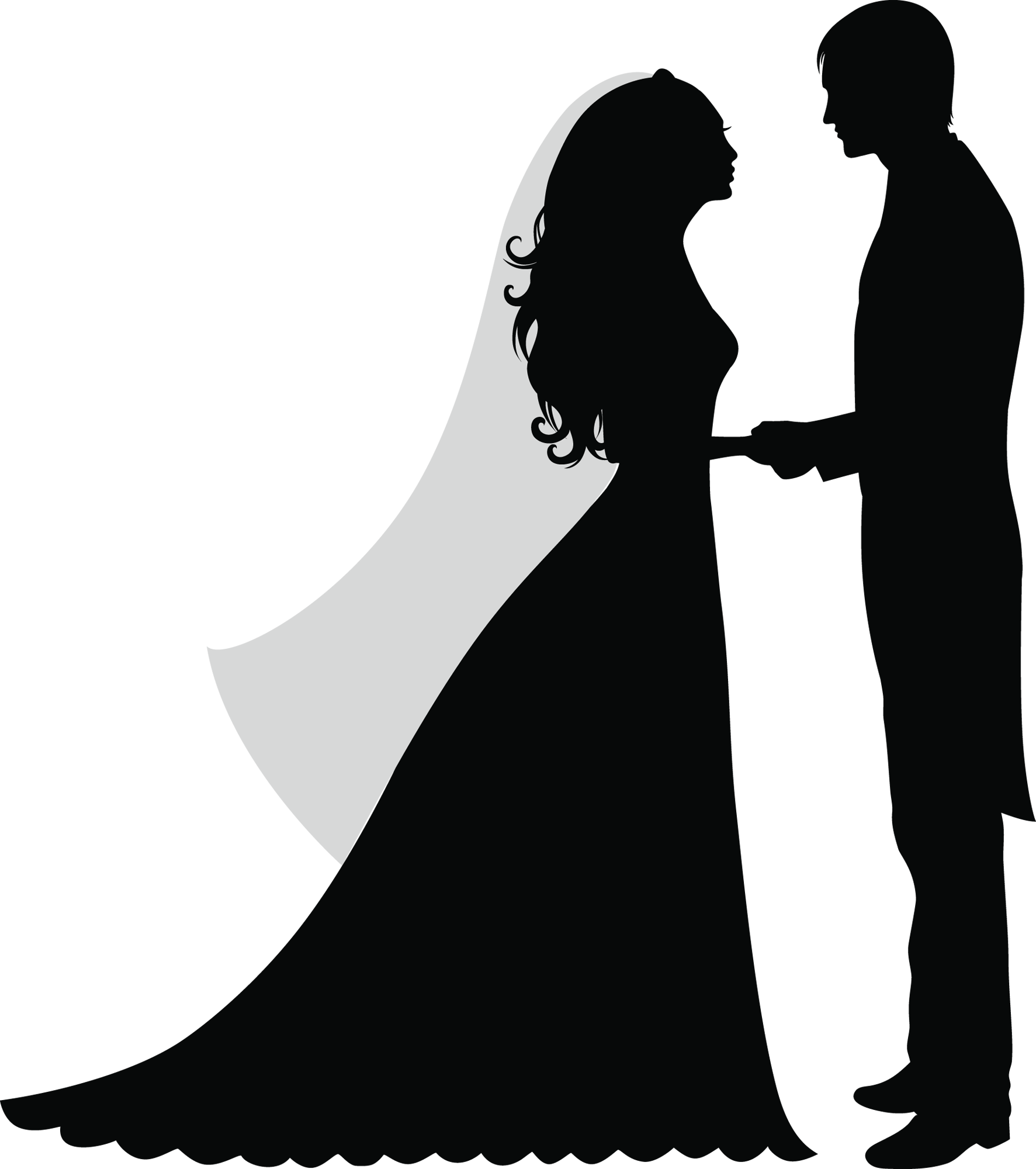 30 Wedding Party Silhouette Clipart Clip Etsy - Silhouette Of A Married Couple (1773x2000), Png Download
