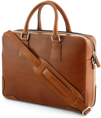 Italian Leather Briefcase With Shoulder Strap-cuoio - Briefcase (800x500), Png Download