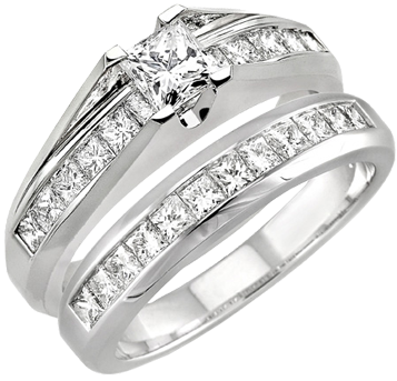 Brand Name Designer Jewelry In Mountain Home, Arkansas - Diamond Wedding Ring Set 2 Ct. Princess Cut Diamond (480x430), Png Download