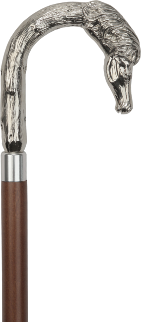 Elegant Italian Nickel Plated Horse Head Cane - Elegant Nickel Plated Horse Tourist Style Walking Cane- (285x650), Png Download