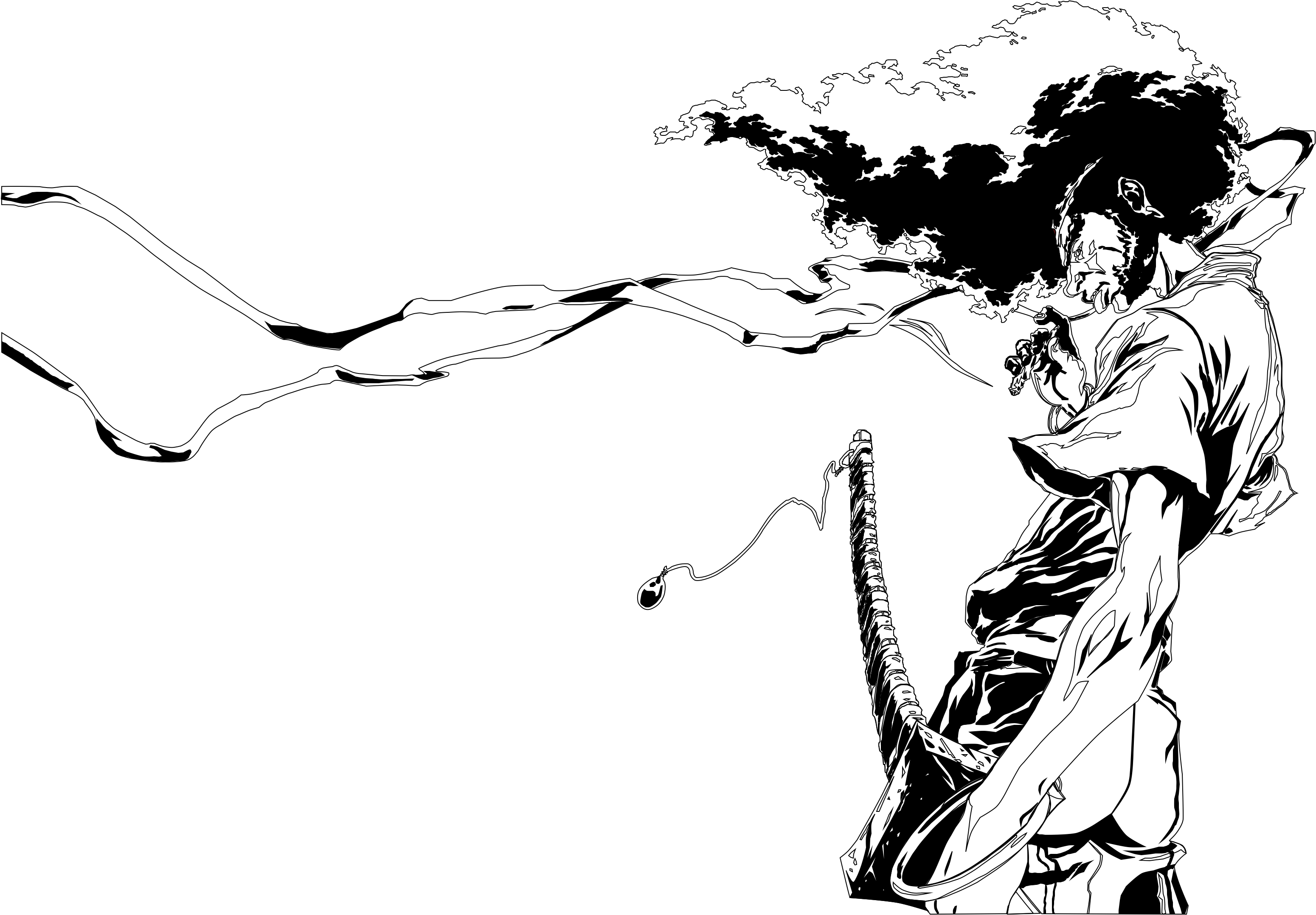 Afbeeldingsresultaat Voor Afro Samurai Black And White - Afro Samurai Black And White (3100x2156), Png Download