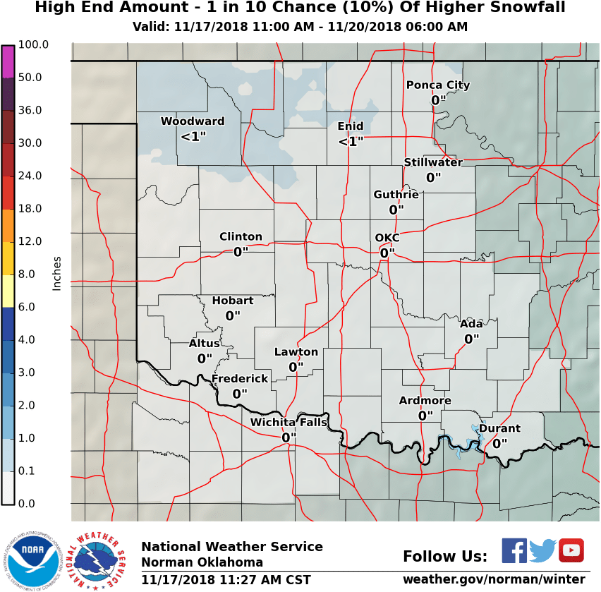 Maximum Potential Snow Accumulation - National Weather Service (899x879), Png Download