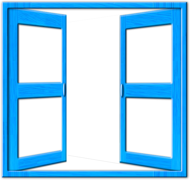 Window, Blue, Frame, Open - Home Door (640x607), Png Download