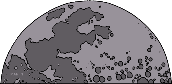 Outer Space Clip Art By Phillip Martin - Half A Moon Clipart (648x333), Png Download