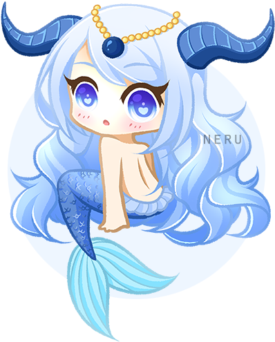 Zodiac Drawing Capricorn Banner Free Stock - Cute Chibi Drawings Capricorn (412x500), Png Download