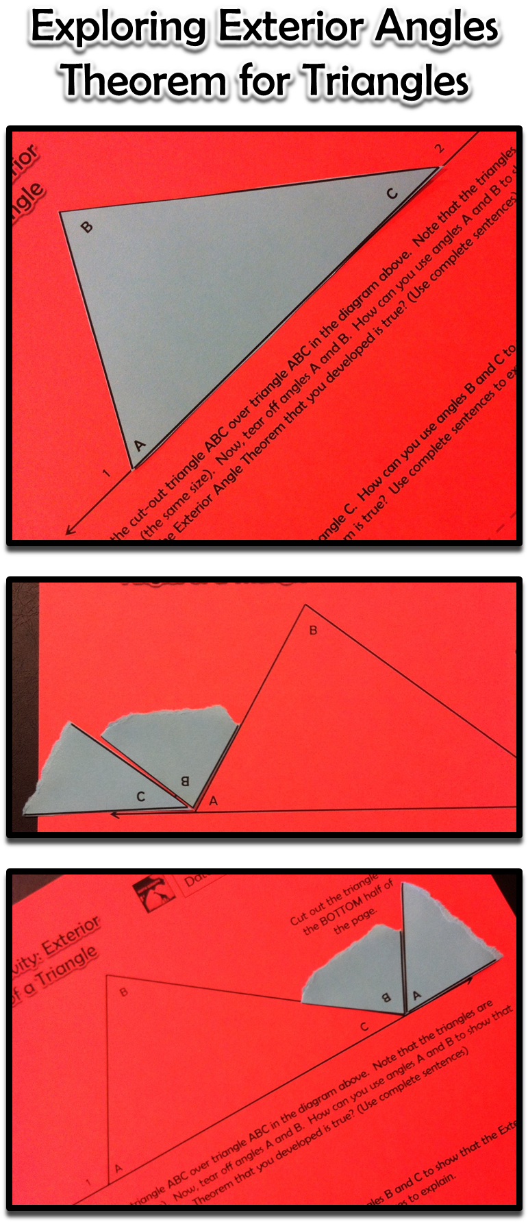 Exterior Angles Of A Triangle Inquiry Activity - Triangle (815x1824), Png Download