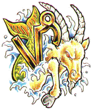 Best Colored Ink Capricorn Zodiac Tattoo Design - Capricorn Tattoo Design Colored (320x377), Png Download