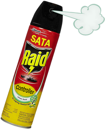 Never Miss A Moment - Raid Spraying A Roach (347x425), Png Download