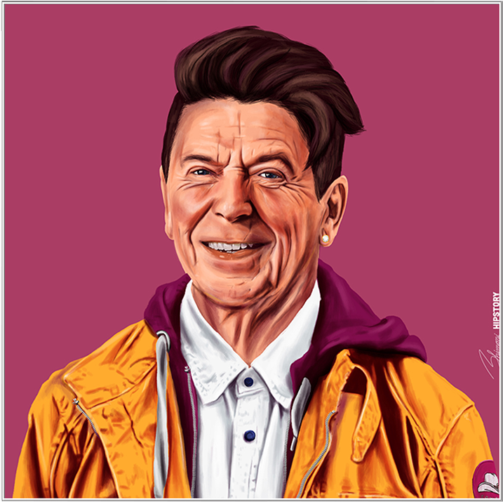 Ronald Reagan Interchangeable Fabric Art Print Created - Margaret Thatcher Kiss Ronald Reagan (837x1024), Png Download