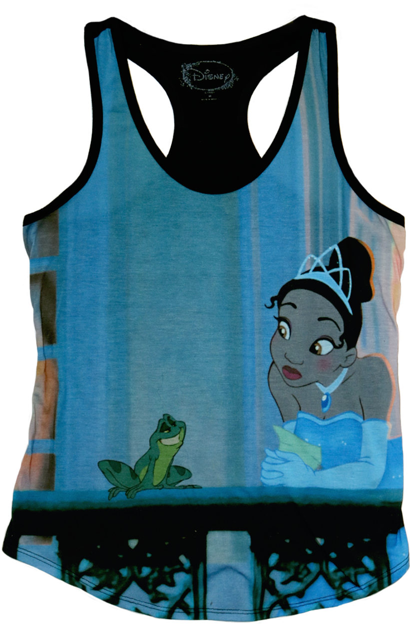 A Black Tanktop With Tiana Resting On The Ledge With - Disney 2 X 16 Tiana Y El Sapo (1150x1300), Png Download