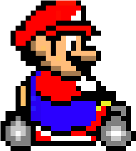 Mario Kart - Super Mario Kart Pixel Mario (500x350), Png Download