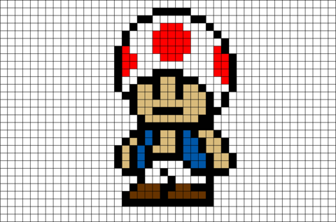Toad Mario Pixel Art - Mario Bros Pixel Art (480x317), Png Download