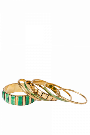 Green And Gold Square Pattern Bangles - Gold (300x450), Png Download