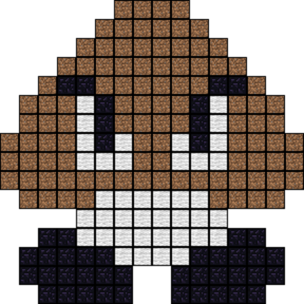 Minecraft Pixel Art Mario Goomba (600x600), Png Download