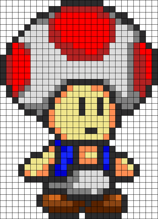 Toad Perler Bead Pattern - Toad En Pixel Art (547x757), Png Download