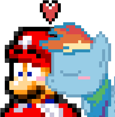 Lilly The Pkmn, Blushing, Crossover, Crossover Shipping, - Kiss Mario X Rainbow Dash (392x395), Png Download