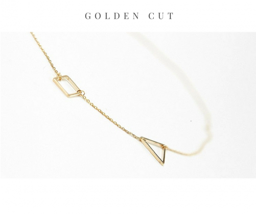 925 Gold Square Triangle Necklace - Body Jewelry (500x717), Png Download