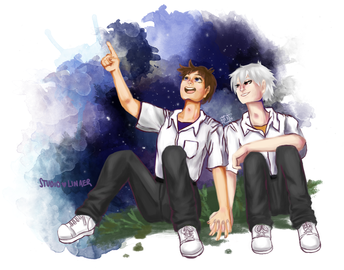 A Quick Painting Of Our Favorite Two Cuties ❤ Transparent - Cartoon (1200x960), Png Download