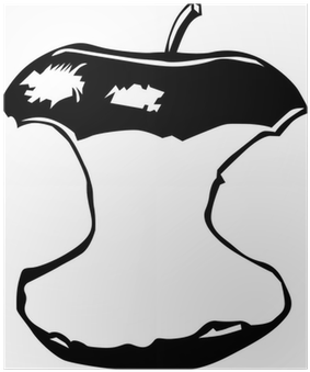 Black And White Apple Core (400x400), Png Download