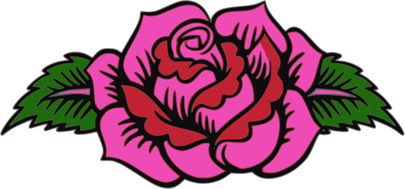 Garden Roses Floral Design Pink Day Of The Dead - Day Of The Dead Flower Clipart (1606x750), Png Download