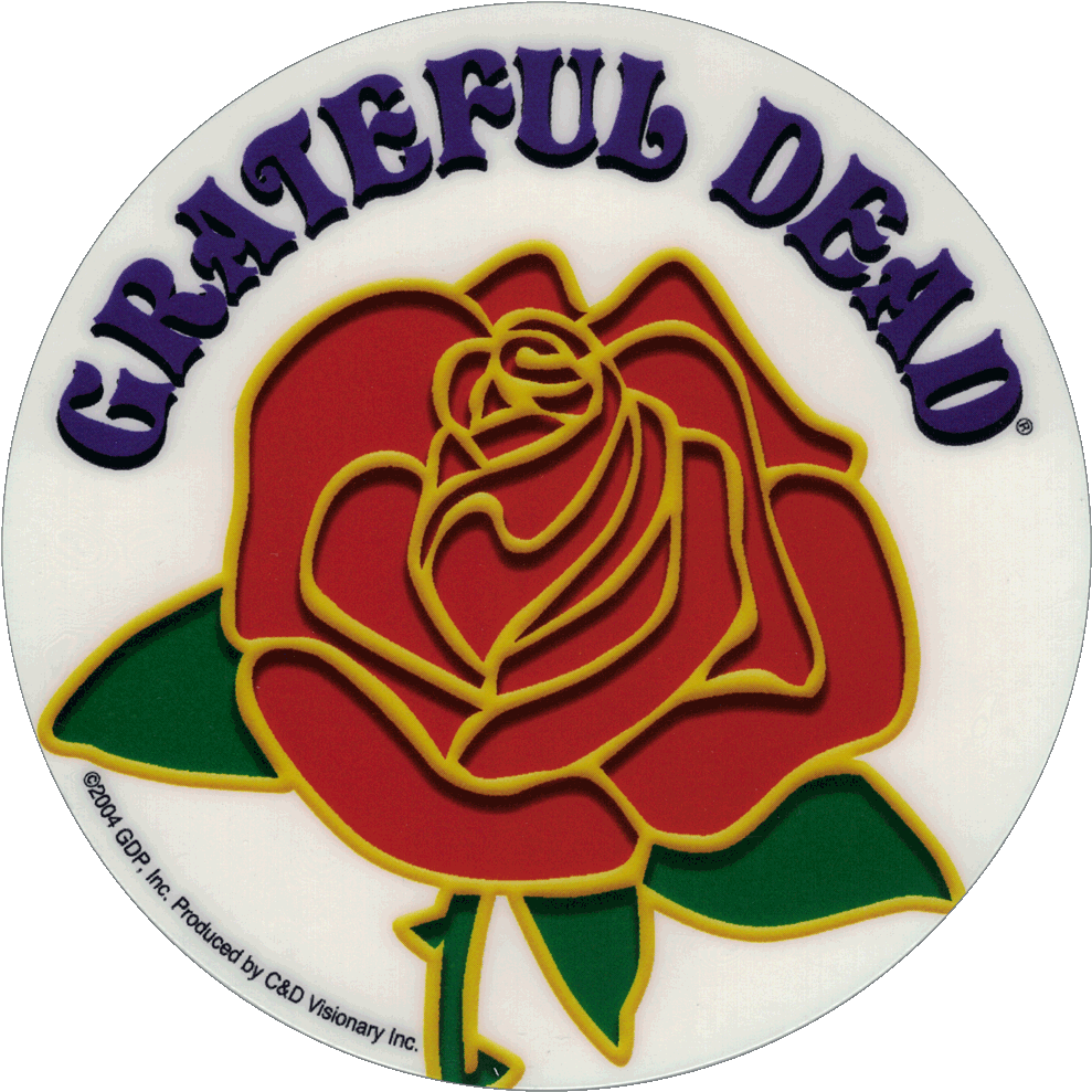 Grateful Dead Logo With Rose - Grateful Dead Rose With Logo Sticker (1000x1000), Png Download