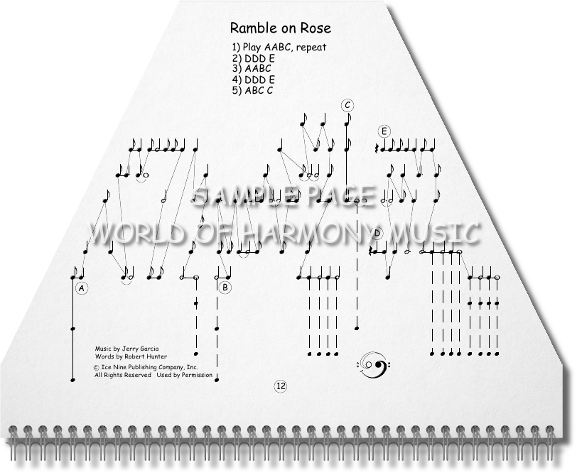 Grateful Dead Rose Png - Zither And Lap Harp Arranged Music (812x669), Png Download