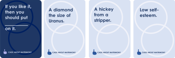 Cards About Matrimonyinspired By Cards Against Humanity, - Cards About Matrimony Examples (700x233), Png Download