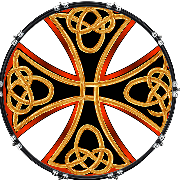 Custom Graphical 22" Kick Bass Drum Head Skin -gothic - Scottish Flag In Circle (620x620), Png Download