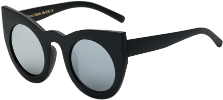 Black Mirrored Cat Eye Sunglasses (600x600), Png Download