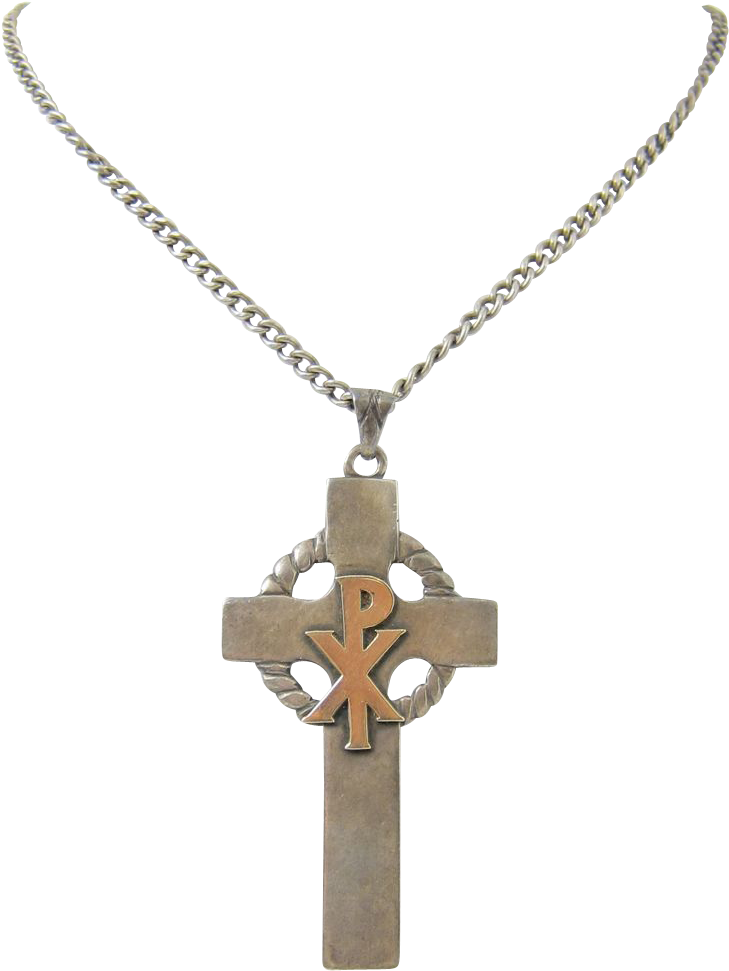 Png Download Sterling Silver K Yellow Gold Chi Rho - Celtic Necklace Cross Png (970x970), Png Download