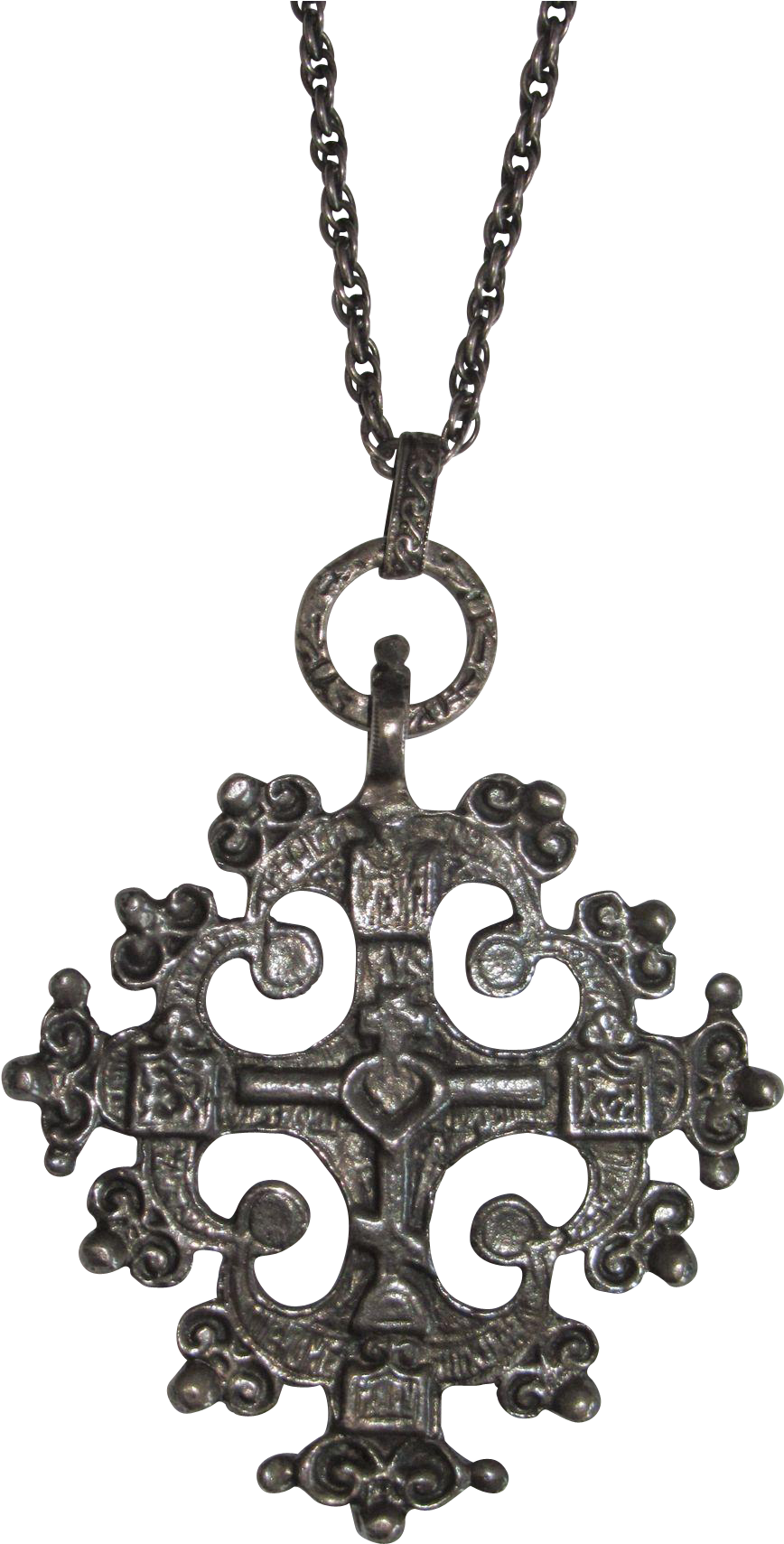 Italy Sterling Gothic Cross With Ornate Gargoyle Long (1708x1708), Png Download